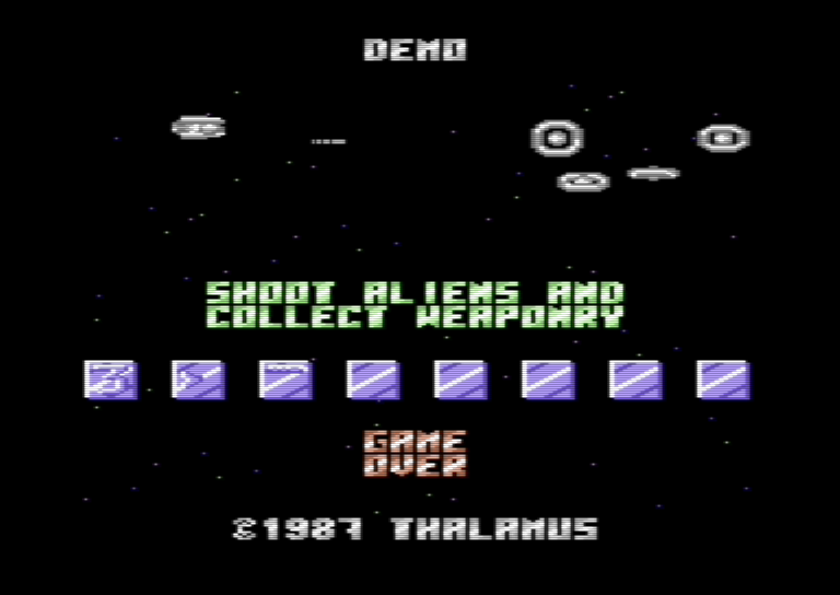 Delta — title screen, Commodore 64