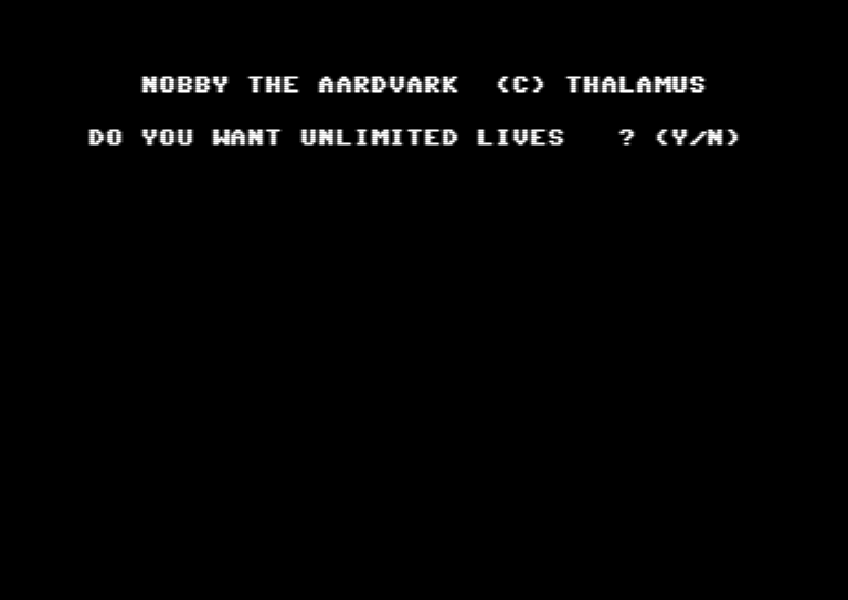 Nobby the Aardvark — emulator screenshot, Commodore 64