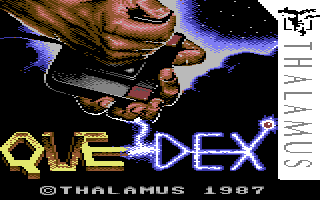 Quedex (1987) — title screen, Commodore 64