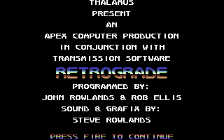 Retrograde — in-game screenshot, Commodore 64